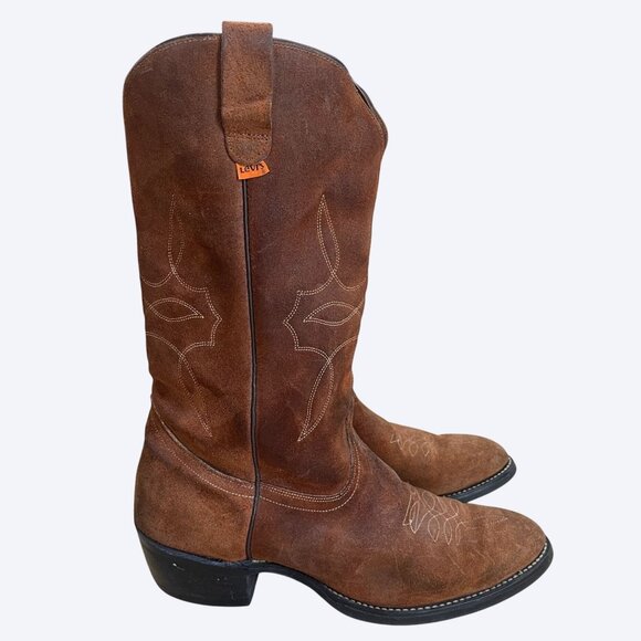 Vintage Levi’s Orange Tab Cowboy Boots Brown Suede Western Men’s Size 11 M - Picture 2 of 8